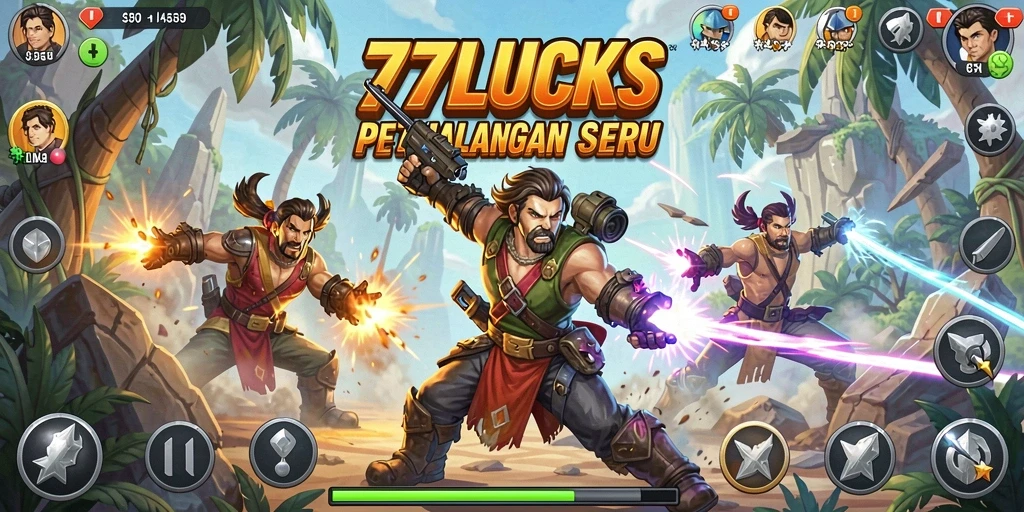 Screenshot gameplay dari 77LUCKS menampilkan momen aksi yang mendebarkan.