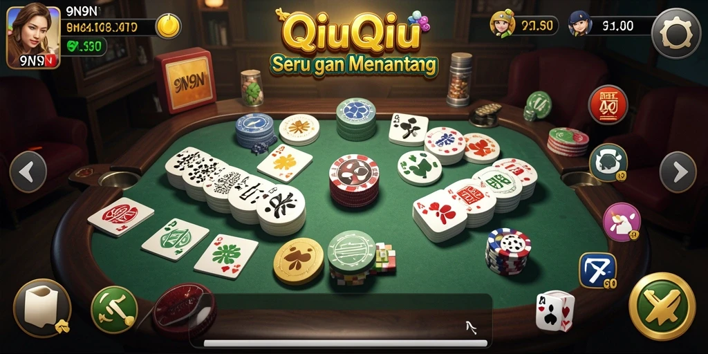 Tampilan gameplay QiuQiu yang seru di 9N9N.
