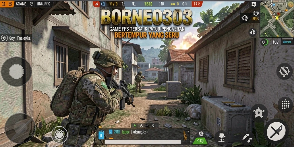 Tampilan gameplay seru dari BORNEO303, menampilkan aksi bertempur yang mendebarkan.