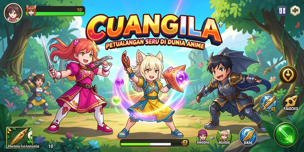 Screenshot CUANGILA menampilkan aksi gameplay yang mendebarkan dan karakter anime yang menawan.