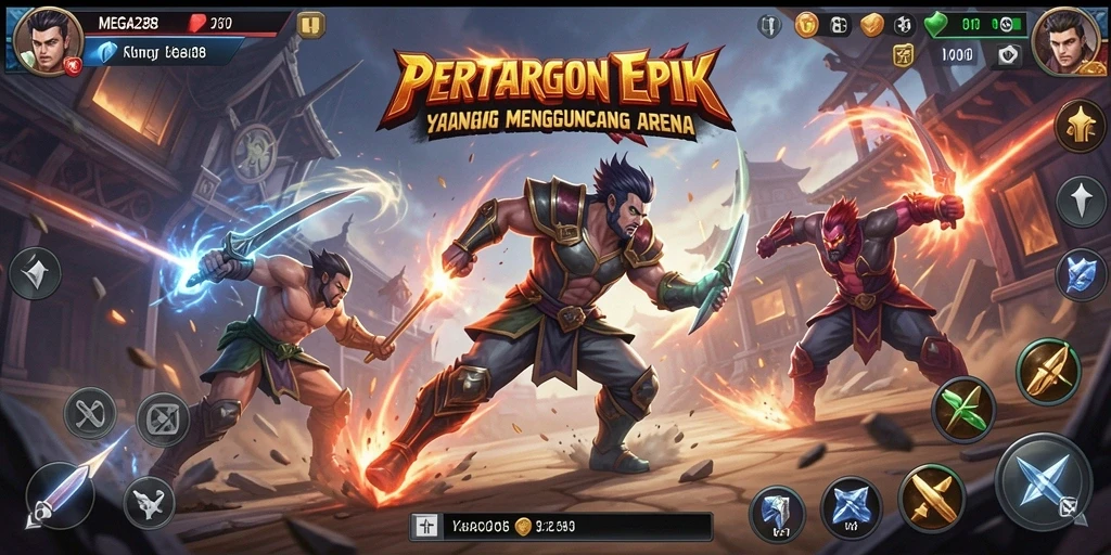 Tampilan aksi pertarungan hebat dalam gameplay MEGA288.