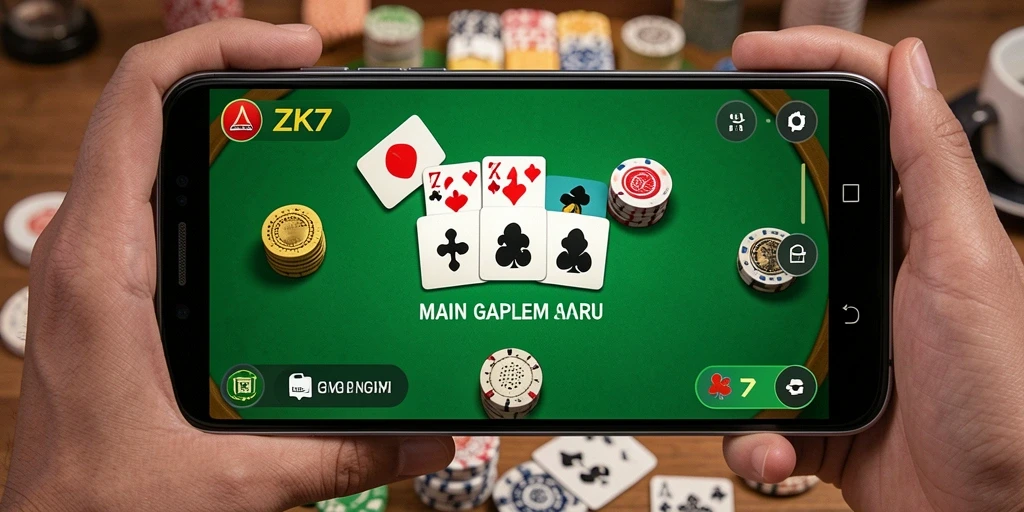 Tampilan gameplay Gaple ZK7 yang seru dan menarik.